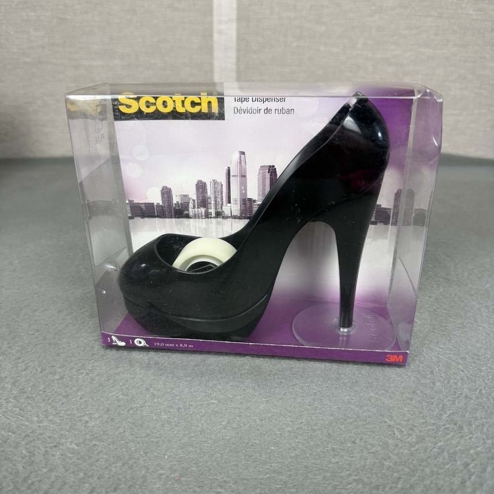 Scotch Tape Black High Heel Shoe Stiletto Tape‎ Dispenser 2010 NEW OS